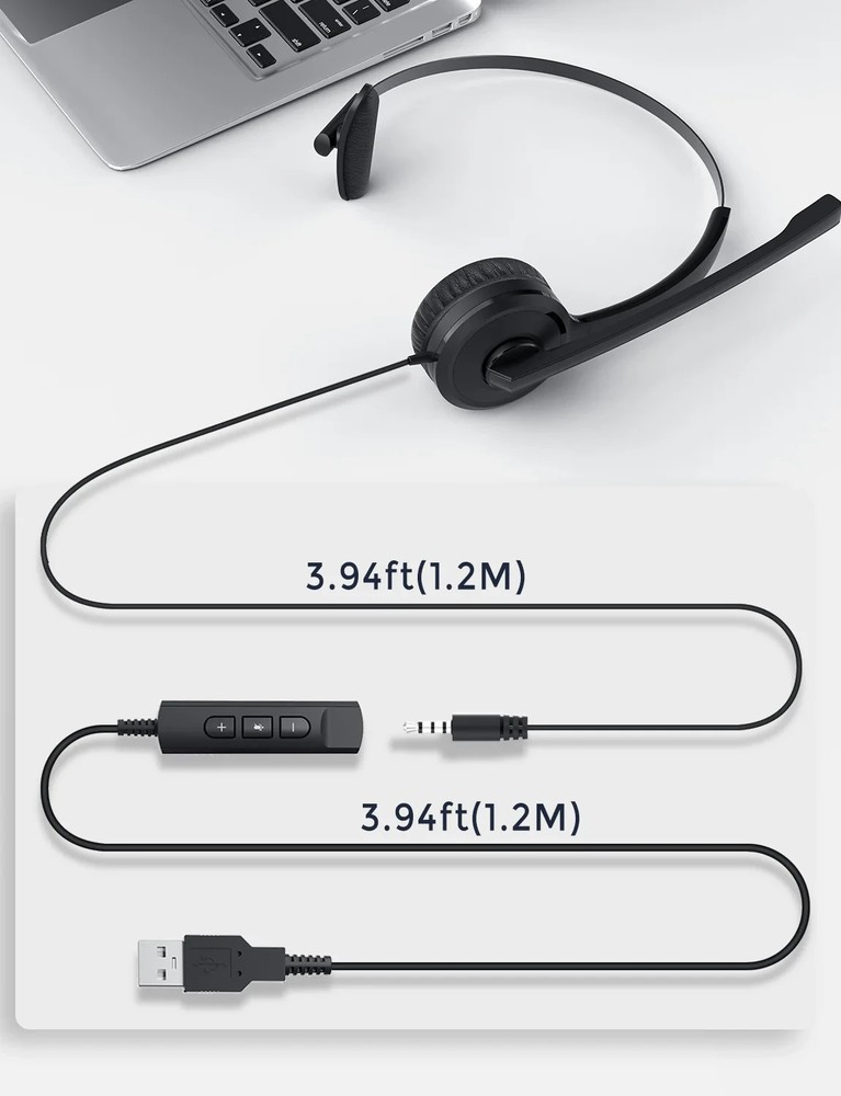 MPOW Wired Single-Sided USB Headset with Microphone