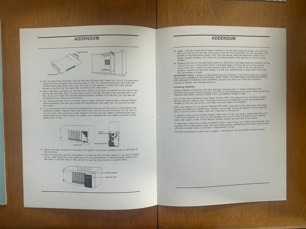 Vintage 1983 TI Disk Memory System Model No. PHP1240 Manual