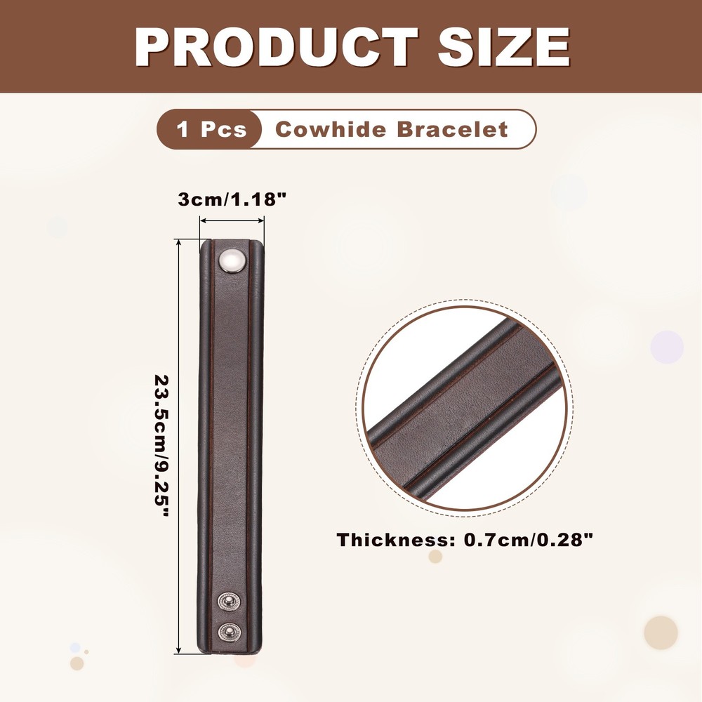 Plain Leather Bracelets Buckle Bangle,Brown Retro Stamping Bracelets