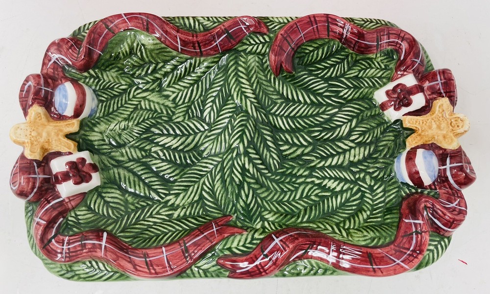 The Cellar O’Tannenbaum Handpainted Ceramic Tree Divided Dish FD004