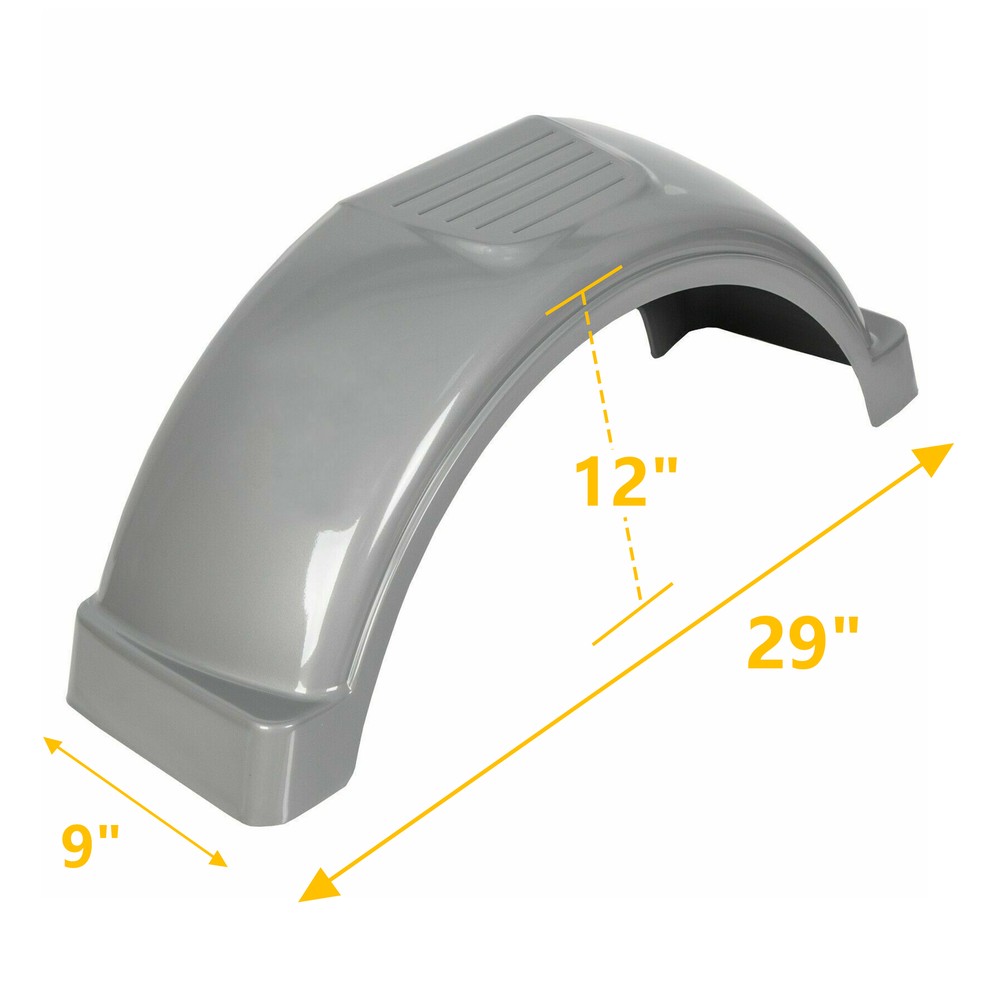 Set Of 2 Single Axle Trailer Fenders w/ Top Step For 13" Wheels Tires Skirt Boat