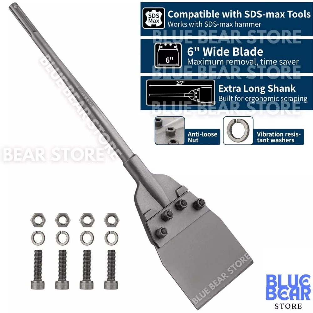6 Inch SDS Max Floor Scraper Thinset Removal Chisel Bits for Rotary Hammer Drill