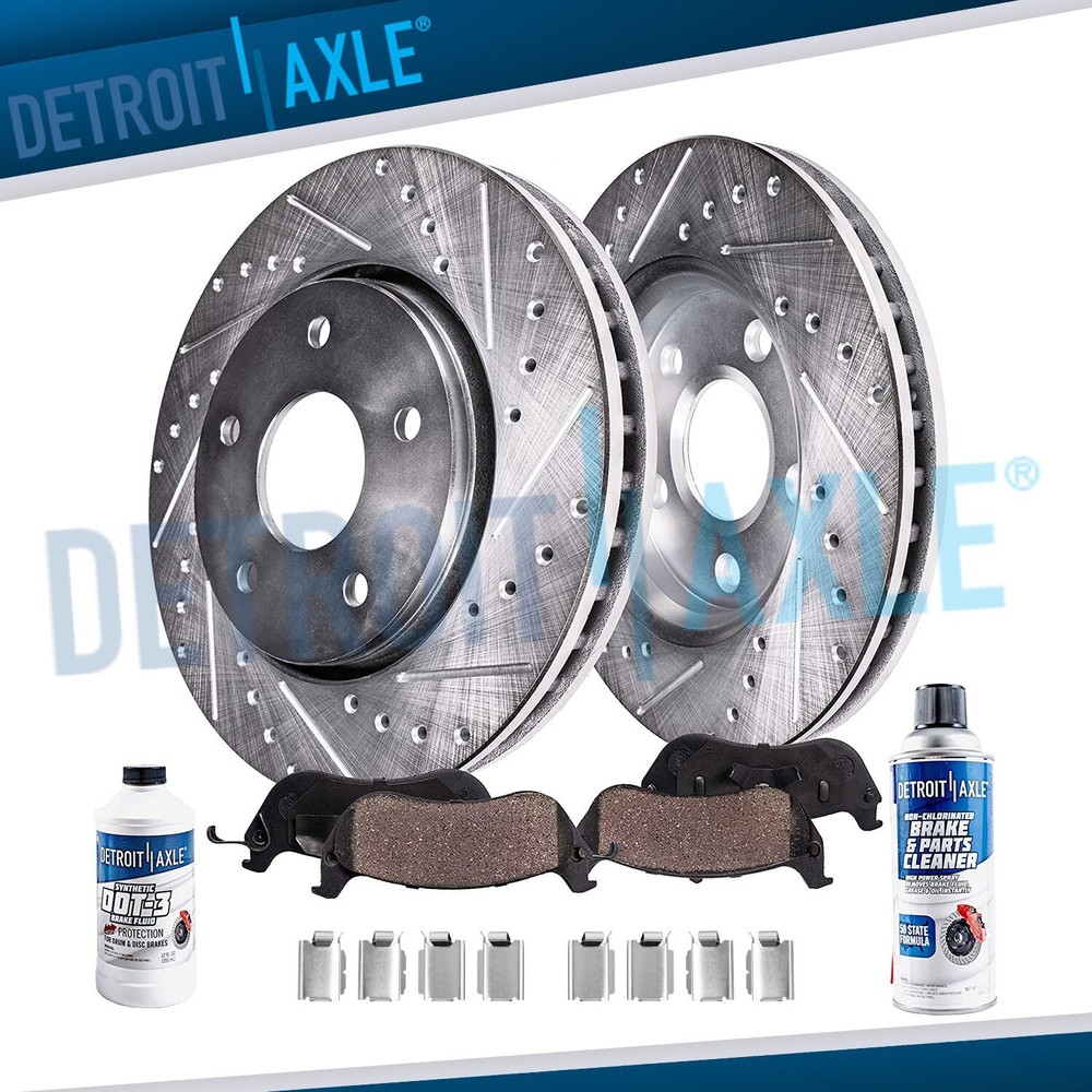 Front Drilled Slotted Rotors Ceramic Pads Kit for 2007 - 2017 Jeep Wrangler JK