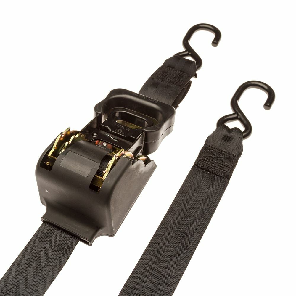 2" x 10' Retractable Ratchet Strap with S-Hooks - 4 Pack