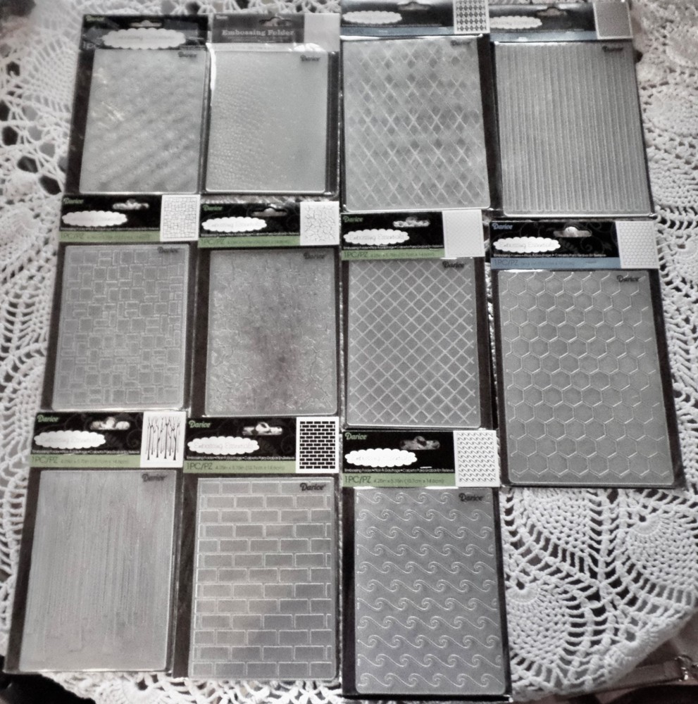 Darice embossing folders, assorted BACKGROUNDS waves, bricks, dots, stripe, NEW
