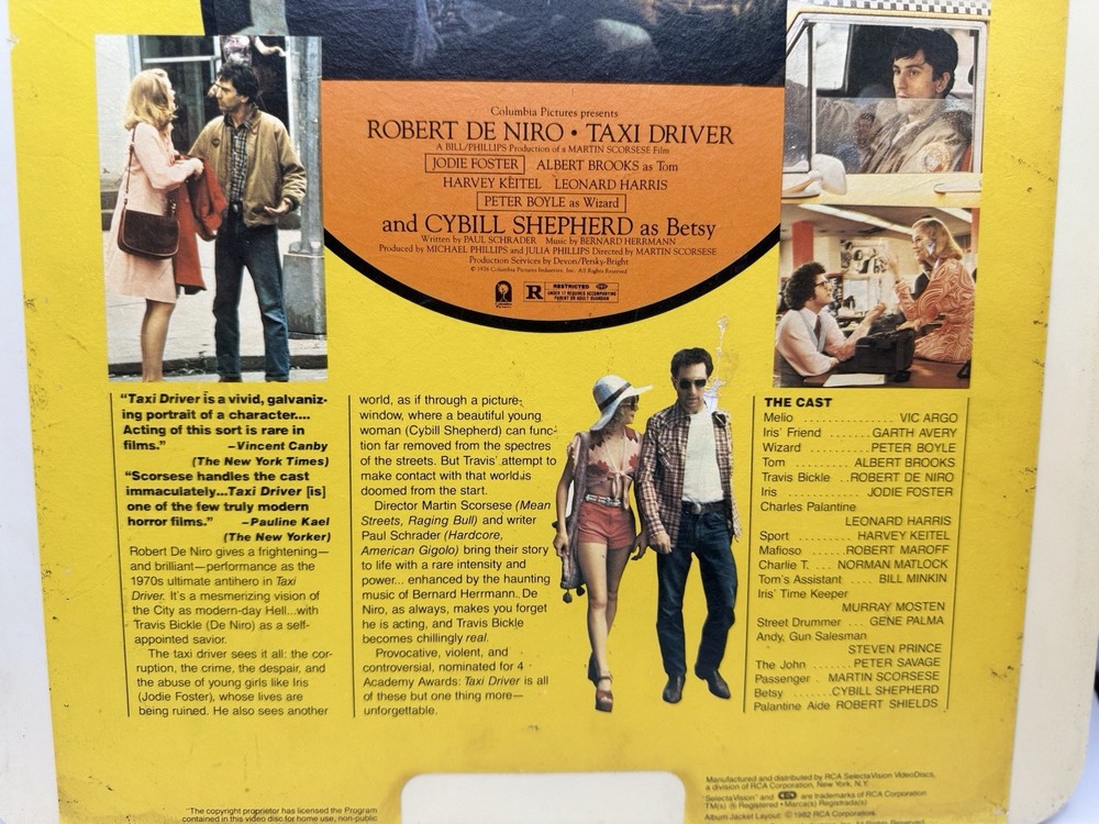 Taxi Driver CED Capacitance Electronic Disc 1982 Used Untested