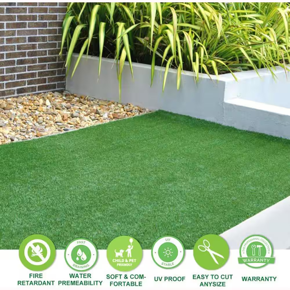 Realistic 5 Ft. X 10 Ft. Green Artificial Grass Turf