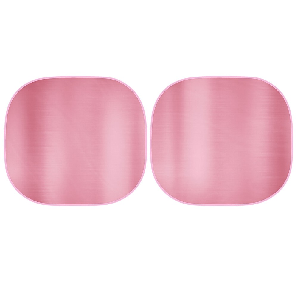 2PC Metallic Pink Reflective Polyester Pop Up Car Windshield Sun Shade
