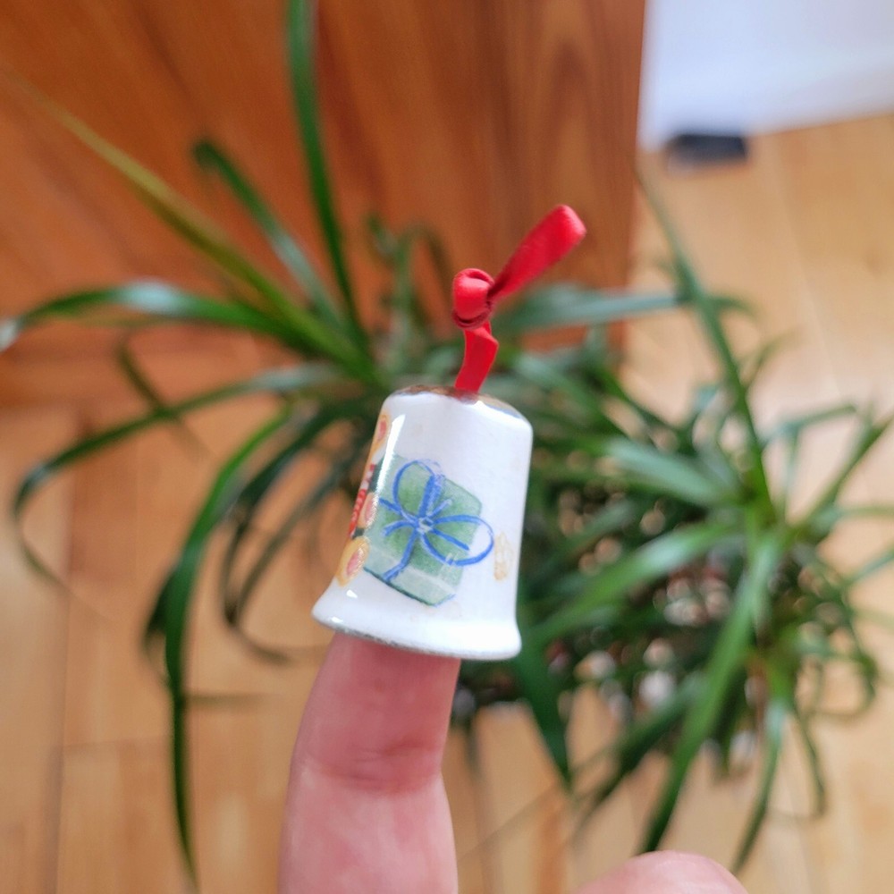 Vintage Teddy Bear Thimble Christmas Ornament