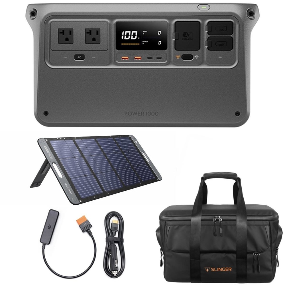 DJI Power 1000 Portable Power Station Bundle with UGREEN 100W Foldable Solar Pan