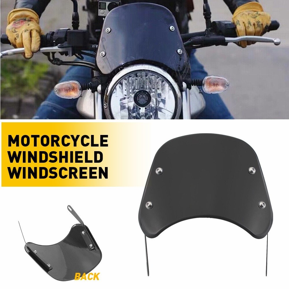 5-7" Headlamp Windshield Front Flyscreen Windscreen w/ Mount Bracket Motorcycle