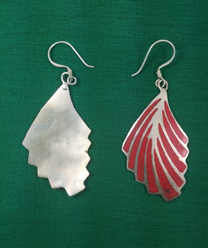 Vintage Earrings With Coral Stone - Handmade