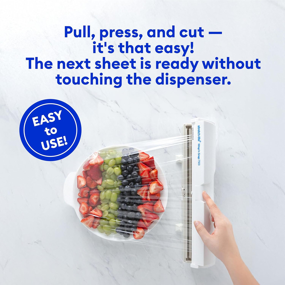 Wrap'N Snap 7500 Dispenser, Easy Refill and Cutter for Plastic Wrap