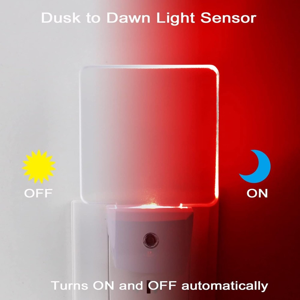 Red Night Lights Plug in 2 Pack, 0.5W Light with cube,