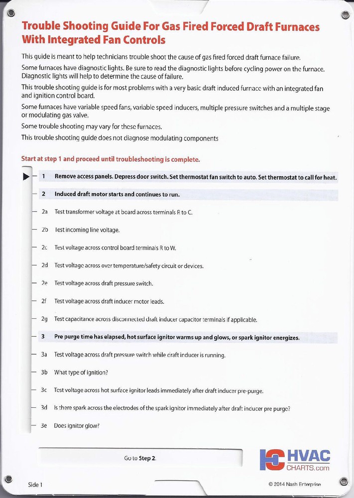 Furnace Repair Slide Chart