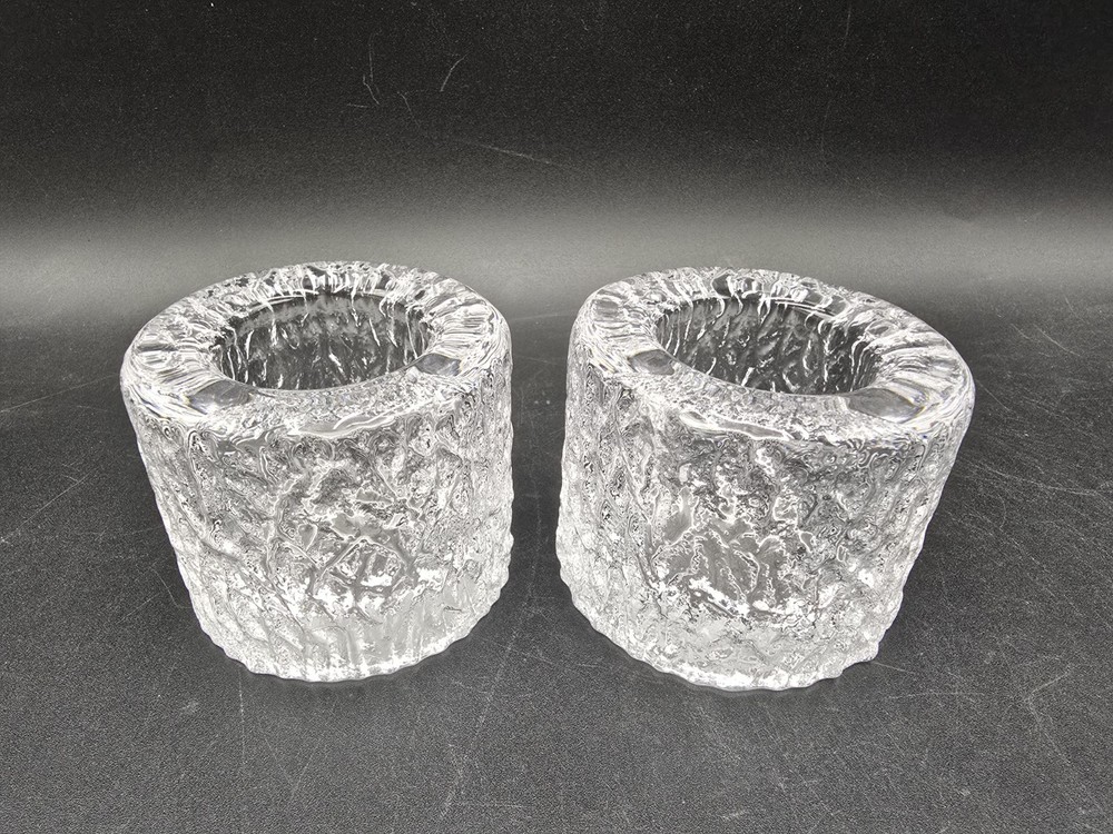 2 PC MCM Thick Ice Glacier Candle Holders