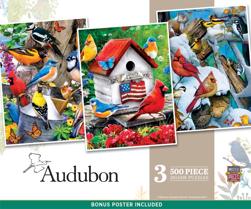 MasterPieces 3-Pack - Audubon 500 Piece Jigsaw Puzzles