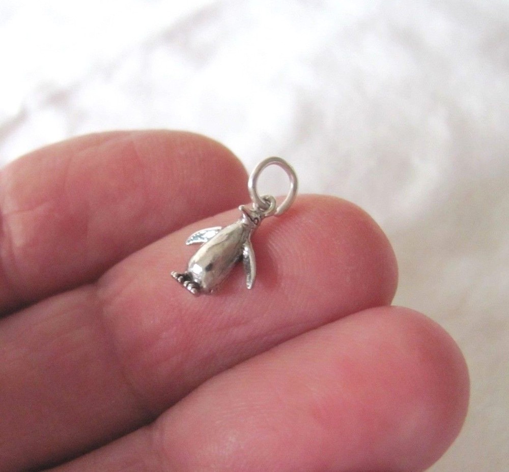 Very small Sterling Silver Penguin mini tiny charm.