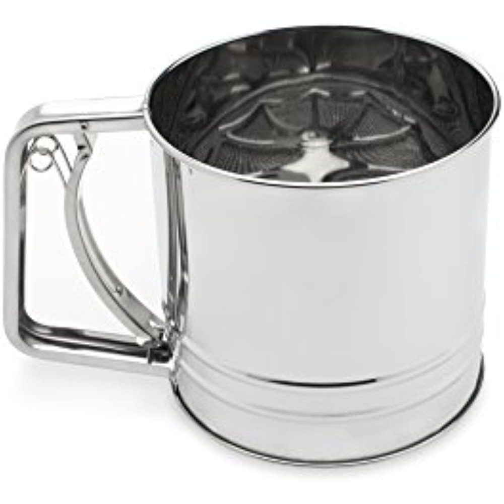 Fox Run Stainless Steel 4-Cup Flour Sifter - Kitchen Baking Tool