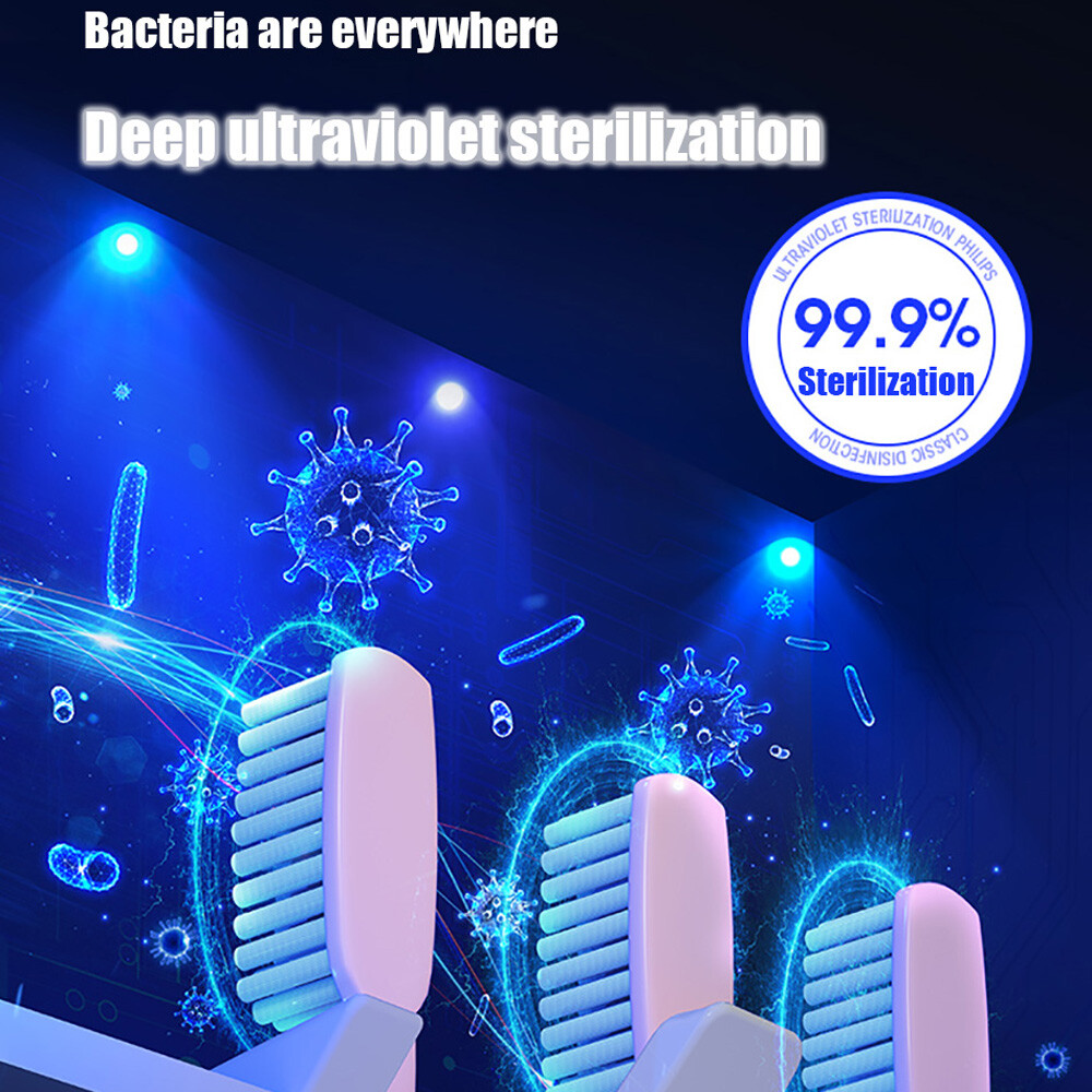 UV Light Sterilizer Toothbrush Holder Cleaner & Automatic Toothpaste Dispenser