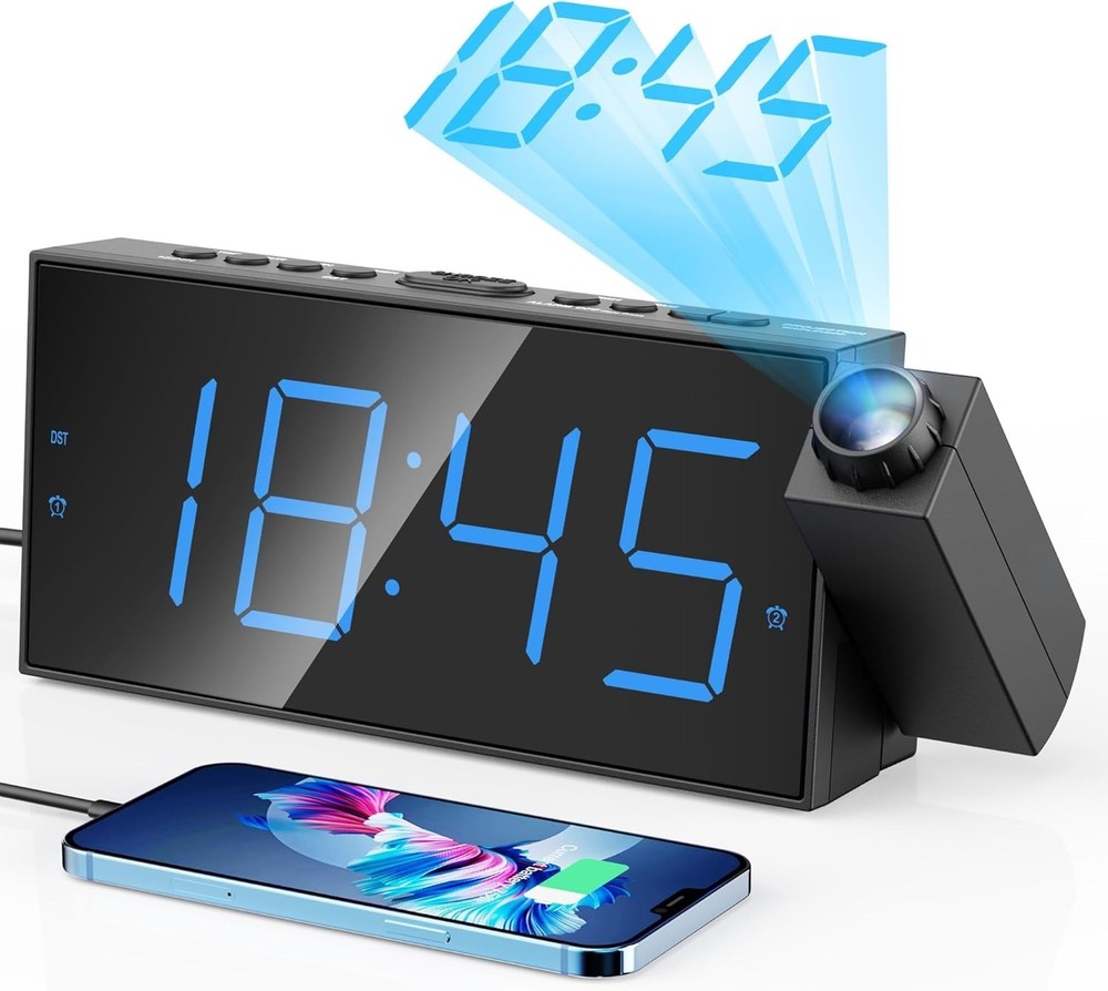 Stylish Digital Projection Clock with Battery Backup & Adjustable Brightness