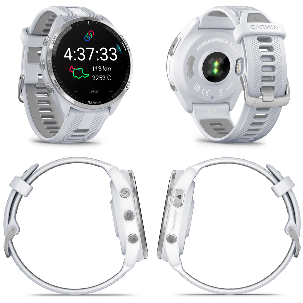 Garmin Forerunner 965 Running Smartwatch AMOLED White Titanium w/ White EarBuds
