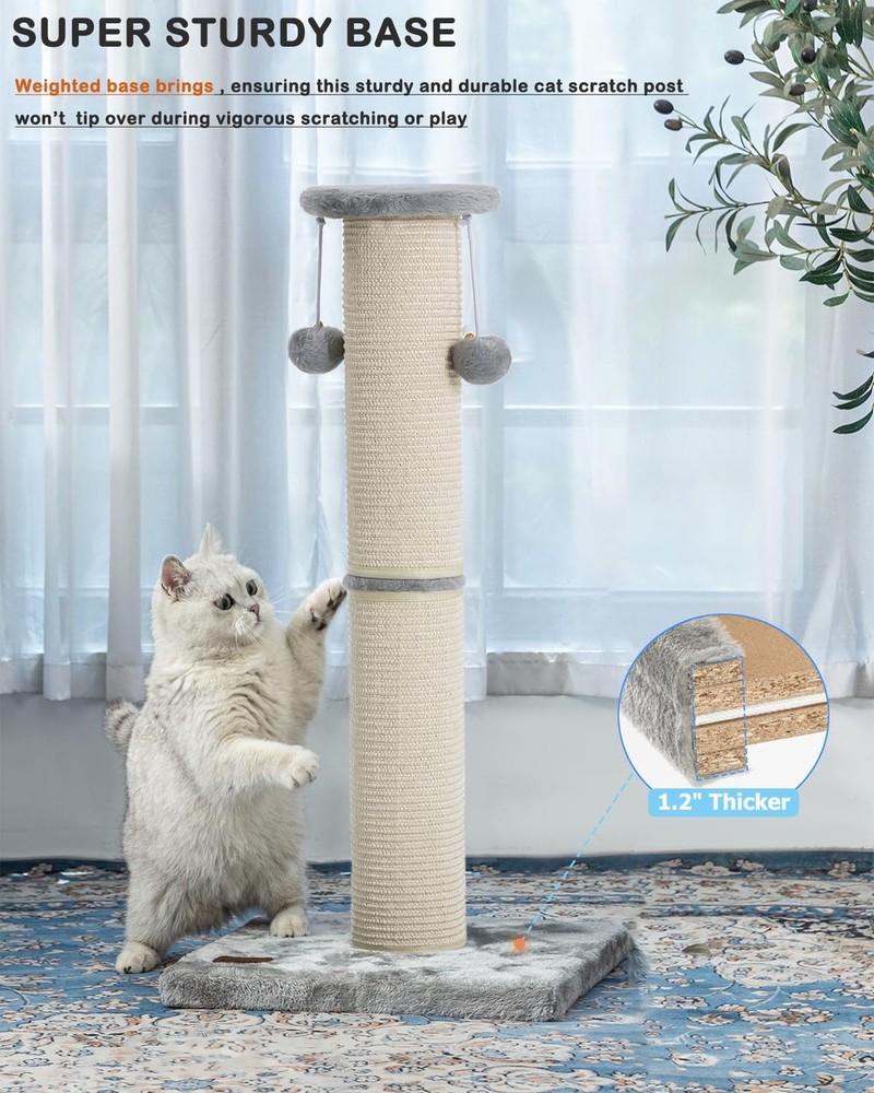 Kilodor Cat Scratching Post 34 Inches Large Sturdy Cat Post with Replaceable ...