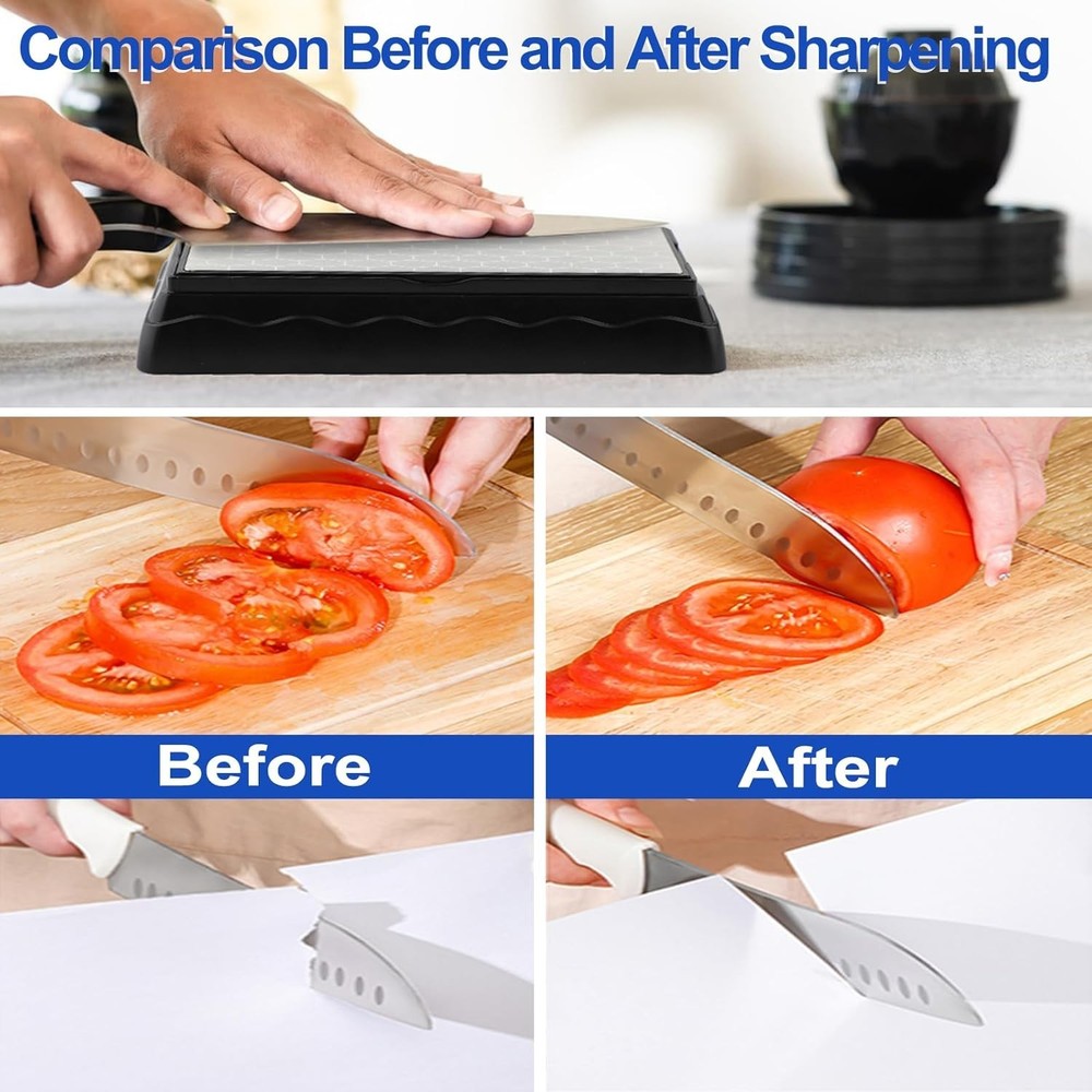 Double-Sided Diamond Sharpening Stone with Angle Guide & Storage