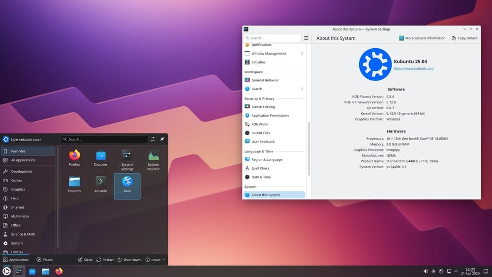 Kubuntu Linux 25.0 Plasma 6 DVD 64 Bit