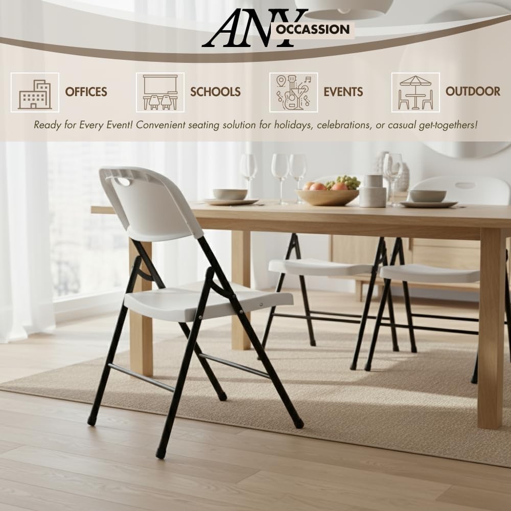2-Pack Heavy Duty Plastic Folding Chair, 450 lbs Capacity Foldable Chairs