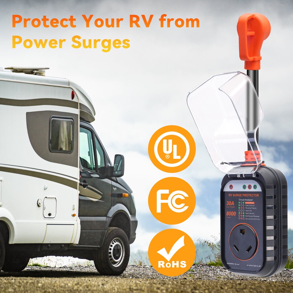 RV Surge Protector 30 Amp /RV Circuit Analyzer (8000 J) With LED Indicator Light