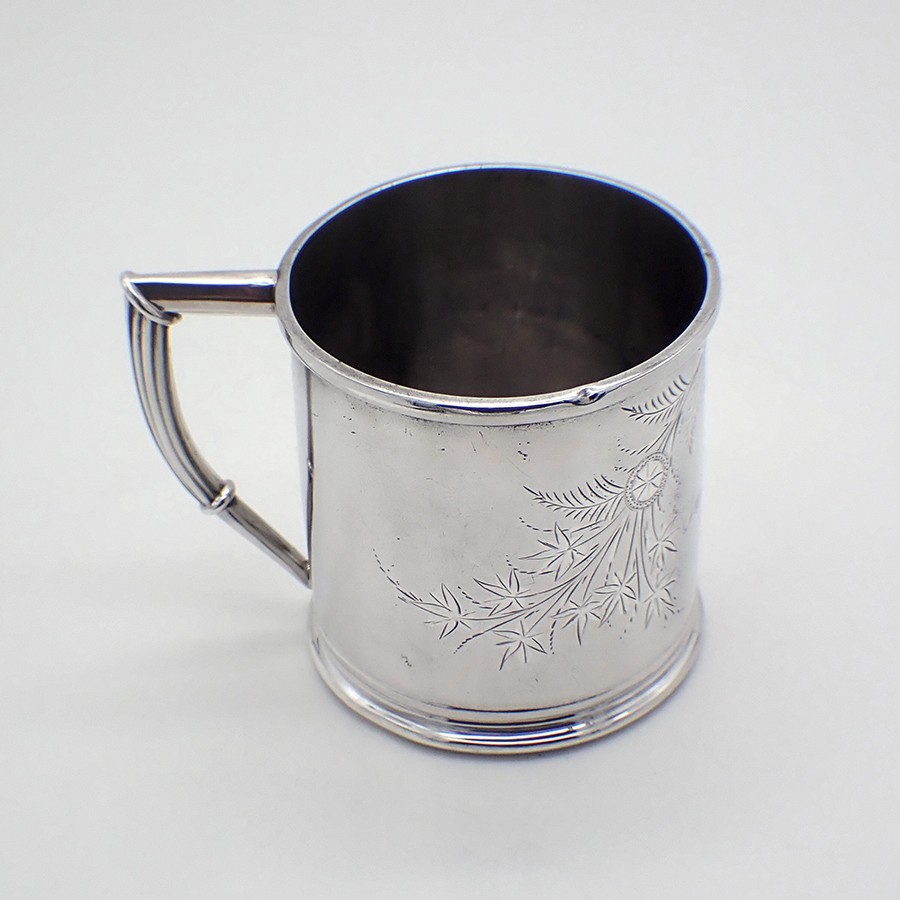 Bright Cut Engraved Cup Whiting Sterling Silver Mono Helen