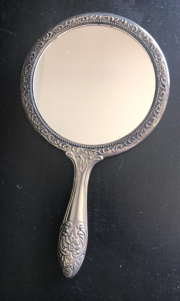 Vintage Silver Plated Hand Vanity Mirror