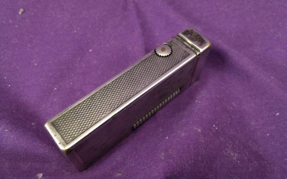 Dunhill Rollagas Initial Model Silver Barley Pocket Lighter Fully-Operated