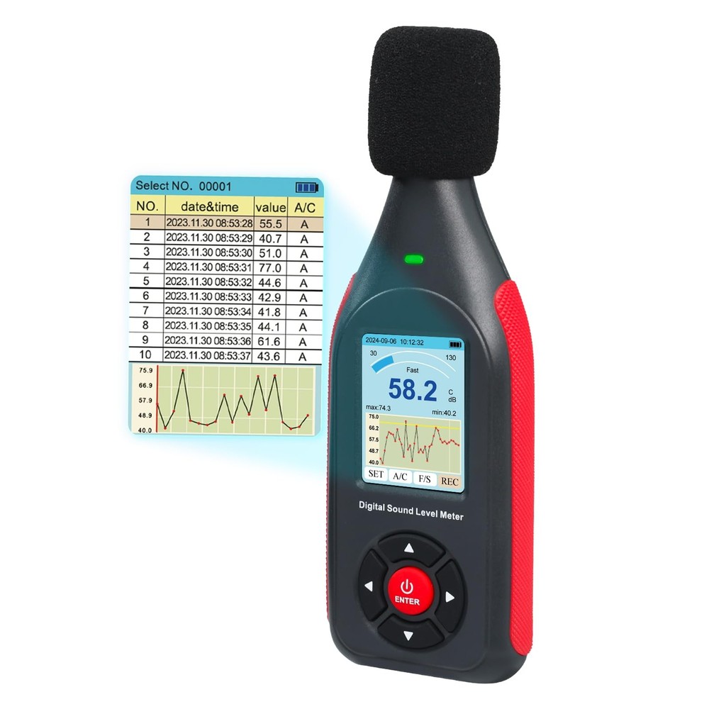 Decibel Meter Data Logger Digital Sound Meter, Level Meter...