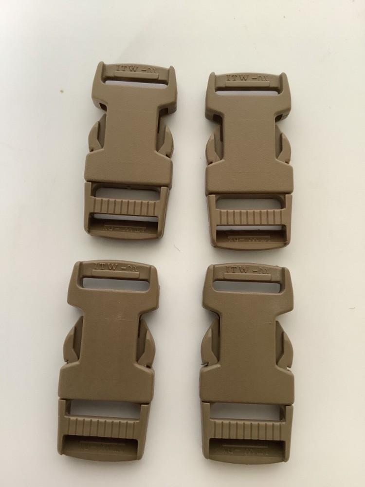 4 ITW Nexus 20 mm Buckle Quick Release Backpack Webbing Strap Plastic Clip Tan