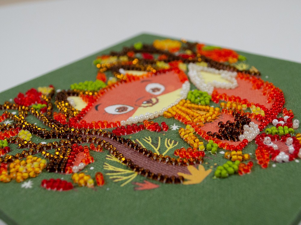 DIY Bead Embroidery Kit Red Fox Beaded stitching needlepoint beadwork