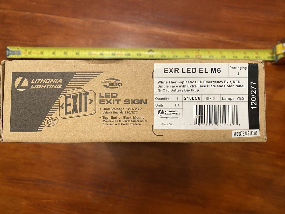 Lithonia Lighting 210LC6 LED Red Thermoplastic Exit Sign