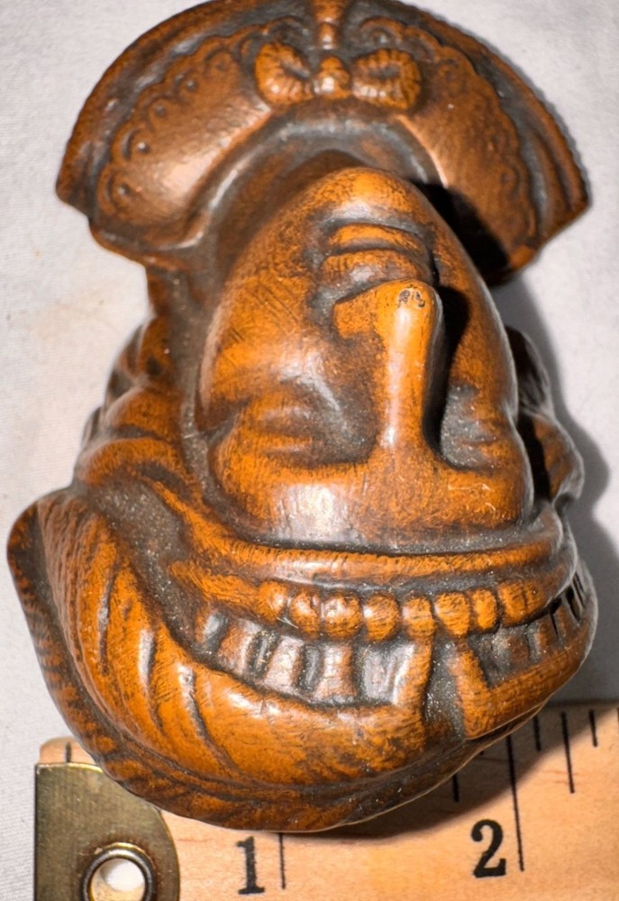 Small Cast Iron match stick holder fireplace Bust Rustic Christopher Columbus