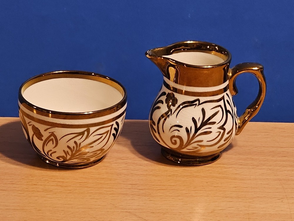 Wade Creamer and Sugar Bowl Dandy Copper Luster