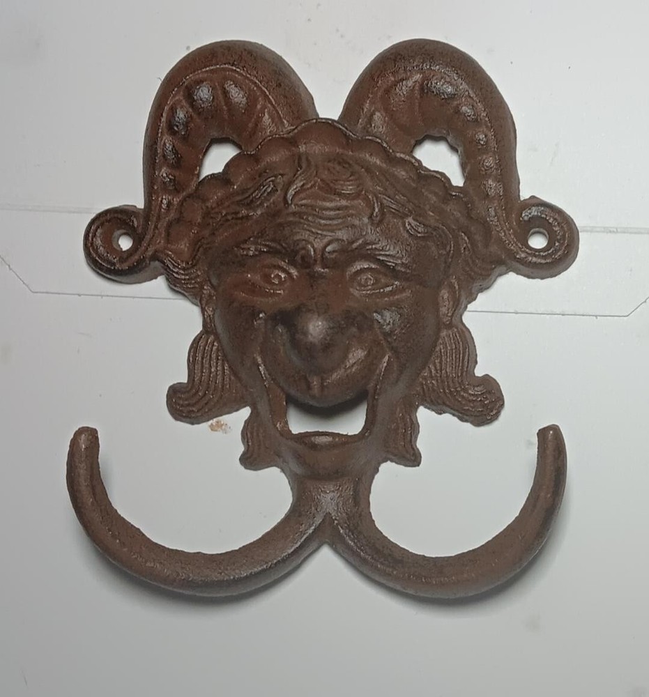 Horned Face with Hooks Cast Iron  Home Office Gift Decor