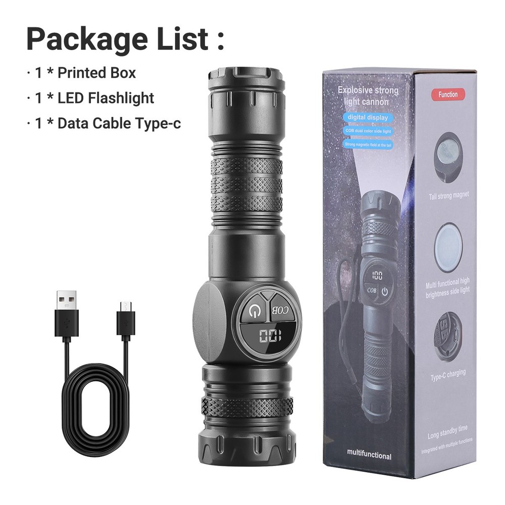 Super Bright 99000000 Lumen LED Magnetic Flashlight Rechargeable LED Work Lights