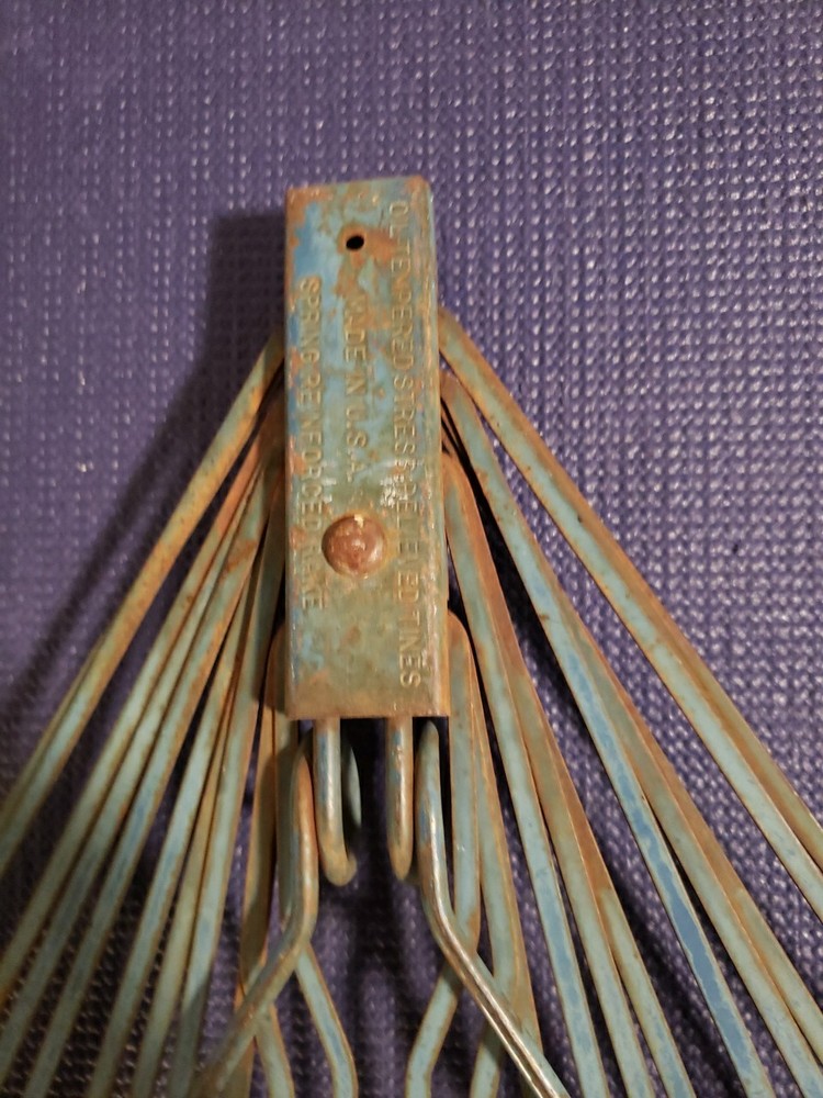 Vintage Leaf Rake Head Steel Tines