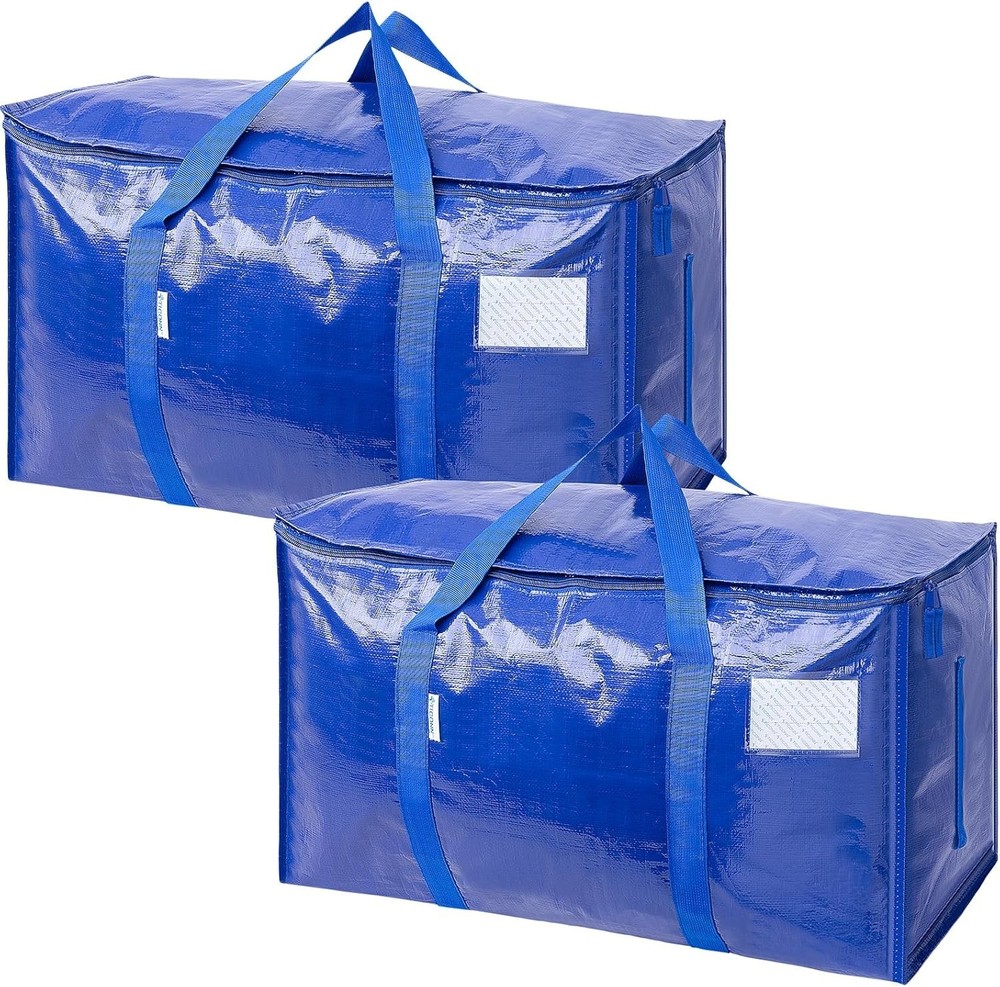 2 Pack Extra Large Heavy-Duty Moving Bags - Zip & Go Storage Solution, Blue