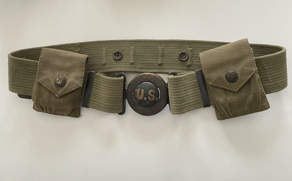 Orig Pre WWI Model 1910 Garrison Belt Non Rimmed Eagle Snap Pouches