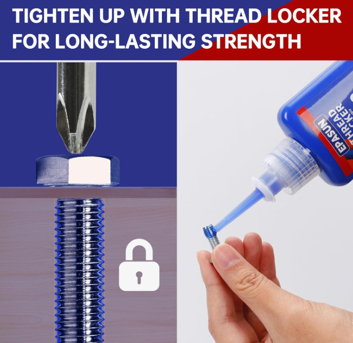 Threadlocker Blue and Red,50mlx2 Thread Lock Medium & Strong Strength Lock Tight