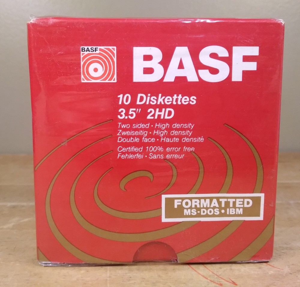 10 pack Diskettes 3.5" BASF 2HD DOS High Density Diskettes NEW