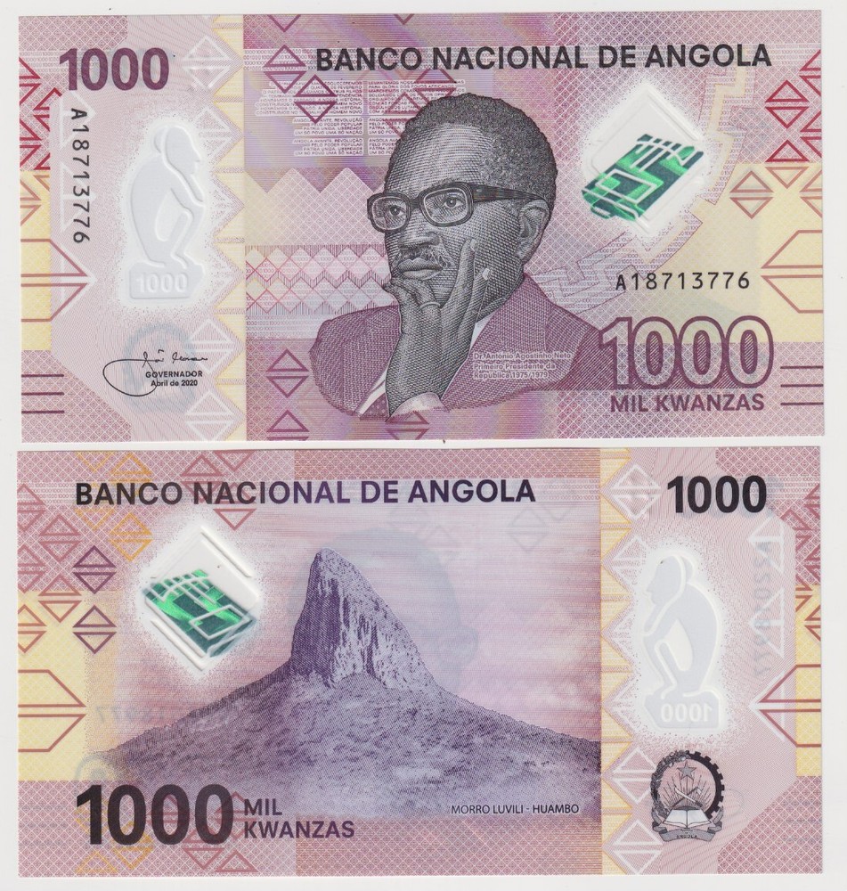 ANGOLA 1000 KWANZAS (2020) - P-NEW  UNC Polymer Notes -Prefix A