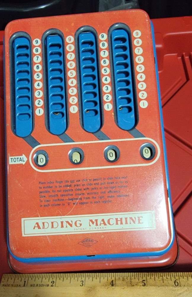 VINTAGE WOLVERINE MANUAL METAL ADDING MACHINE-PATENTED 6-3-1941