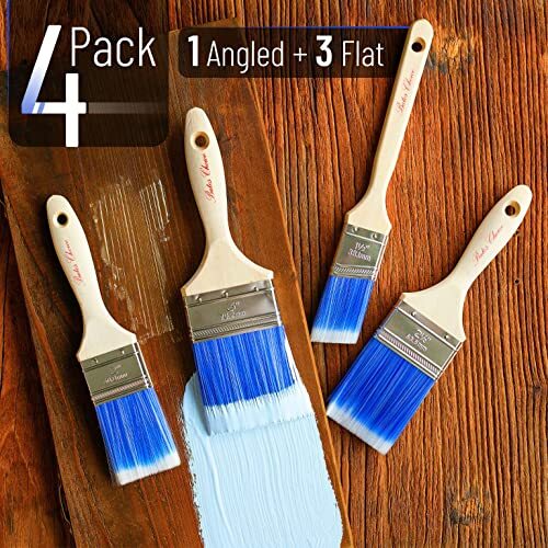 Bates Paint Brushes - 4 Pack, 4 Pack, 1.5", 2", 2.5", 3" Wood Handle Angle/Flat